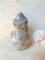 Purple Orbicular Ocean Jasper Flame with Druzy