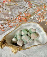 Mini Green Flower Agate Hearts