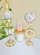 Mother of Pearl Brass Sun Candle/Crystal Stand