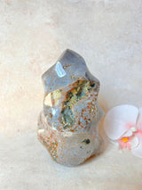 Purple Orbicular Ocean Jasper Flame with Druzy