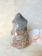 Purple Orbicular Ocean Jasper Flame with Druzy