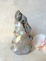 Slim Purple Orbicular Ocean Jasper Flame with Druzy