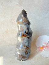 Slim Purple Orbicular Ocean Jasper Flame with Druzy