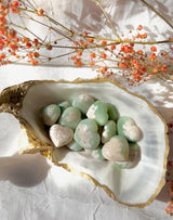Mini Green Flower Agate Hearts