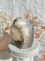 Pale Pink Druzy Amethyst with Rainbow Calcite Chunk