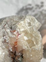 Pale Pink Druzy Amethyst with Rainbow Calcite Chunk